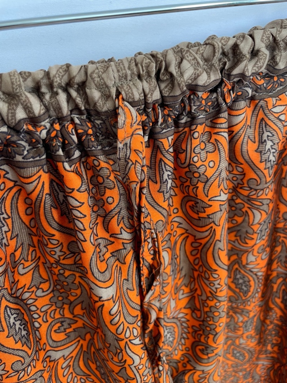 Orange Paisley Silky Lightweight Oversize Palazzo Pants Size M/L